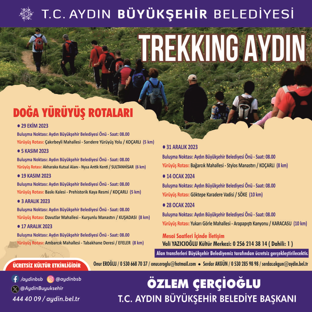 AYDIN BÜYÜKŞEHİR BELEDİYESİ DOĞASEVERLERİ ‘TREKKING AYDIN’ ETKİNLİĞİ İLE BULUŞTURUYOR